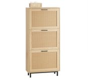 SoBuy FSR155-N Opbergbank - Wood Look met 3 Kleppen & Faux Leather