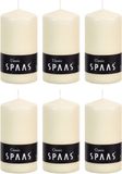 Spaas Cilinderkaars/stompkaars - ivoorwit - 6x - 6 x 10 cm - 25 branduren - horeca kaarsen