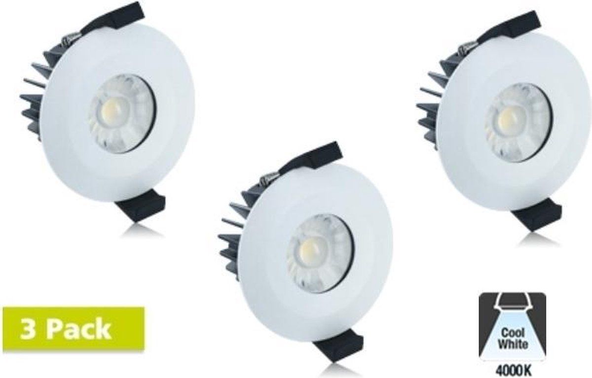 Integral 3 Pack - LED Downlighter 6W - 4000K - Dimbaar - IP65
