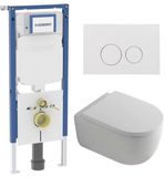 Geberit QeramiQ Dely Swirl Toiletset - 36.5x53cm - Geberit UP720 Duofix Sigma inbouwreservoir - 35mm zitting - witte Delta bedieningsplaat - ronde knoppen - mat wit