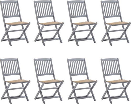 vidaXL Tuinstoelen 8 stuks inclusief kussens massief acaciahout