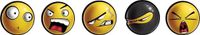 Stickerset Avisa Smilies Aufklebersatz - 5x Ø4cm - Geel