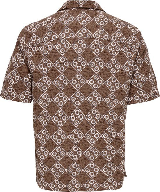 ONLY&SONS - ONSJOHNSON REG SS 036 SHIRT - Heren - Overhemden - M - Katoen - Potting Soil