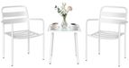 VidaXL Ensemble de jardin 3 pièces : 2 chaises de jardin, table avec verre trempé, acier galvanisé, design plat, blanc