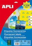 APLI 10370 - Fluorescerende gele permanente sterlabels Ø 35 mm 20 vellen