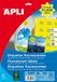 APLI 10370 - Fluorescerende gele permanente sterlabels Ø 35 mm 20 vellen