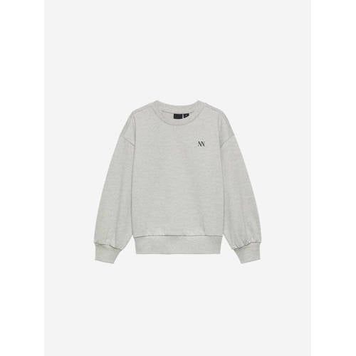 NIK&NIK sweater met backprint grijs melange