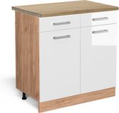 Vicco R-Line Keukenonderkast – 80 cm, WB Eik Wit Hoogglans