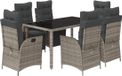 vidaXL Ensemble de jardin 7 pièces avec coussins, polyrotin, gris