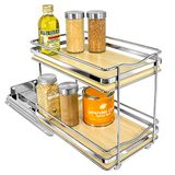 Lynk Professional® Élite™ Uittrekbaar kruidenrek organizer voor kast - levenslange beperkte garantie - uitschuifrek, 6-1/4 inch breed, houten en chroom glijdende kruidenorganizer plank - dubbel