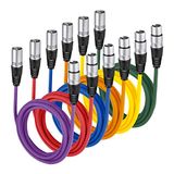 Neewer® 6-pack 6.5FT / 2M XLR-stekker naar XLR-bus kleur microfoonkabel rubber verzegelde verbindingskabel kabel evenwichtige slangen kabel (groen, blauw, paars, rood, geel en oranje)