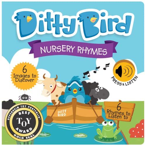 DITTY BIRD Nursery Rhymes Kinderliedjes geluidenboek - Babyspeelgoed met muziek en geluid. Met 6 geluidsknoppen om Engels te leren. Perfect voor kinderen vanaf 1 jaar die tweetalig worden opgevoed.