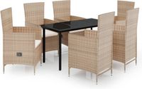 vidaXL 7-delige tuinset met kussens, beige