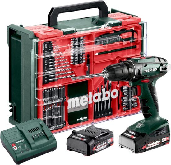 Metabo BS 18 Set 602207710 Accu-schroefboormachine | 18 V | 2 Ah | Li-ion | Incl. 2 accu's, Brushless, Incl. koffer, Incl. lade