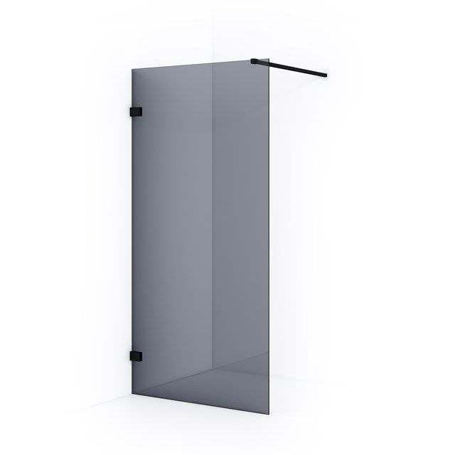 Maxaro Inloopdouche Diamond 90cm 8mm Rookglas Veiligheidsglas Mat Zwart