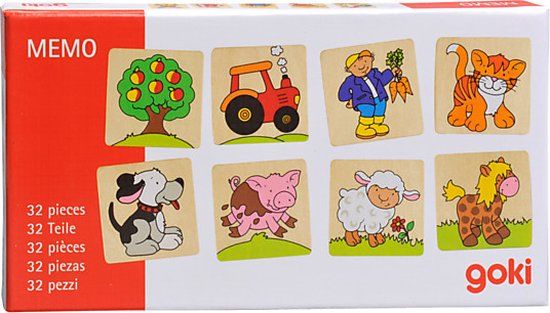 Goki Memo Boerderij - Hout - Memory spel