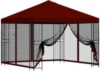 vidaXL Tuinpaviljoen met zijwanden, 3 x 3 meter, bordeauxrood