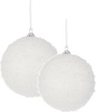 Merkloos / Sans marque Othmar Decorations Bv 24x stuks kerstversiering witte sneeuw effect kerstballen 8 en 10 cm - Pakket - Kunststof kerstballen