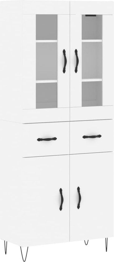 vidaXL Hoge kast 69,5x34x180 cm bewerkt hout wit