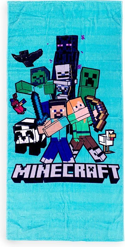 4KidsOnly Minecraft Strandlaken Blauw Katoen 70x140 cm