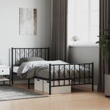 vidaXL Metalen Bedframe met Hoofd- en Voeteneinde Zwart 100x190 cm