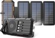 Siltcon® Powerbank Énergie solaire 20000 mAh - Powerbank solaire & à manivelle - Pour kit d'urgence - Boussole - Powerbank sans fil 15W Qi - Chargeur rapide 22.5W - Affichage LED - Lampe de poche - USB-A 18W - USB-C 22.5W - 4x Câbles intégrés - 4 Panneaux 10W - Universel