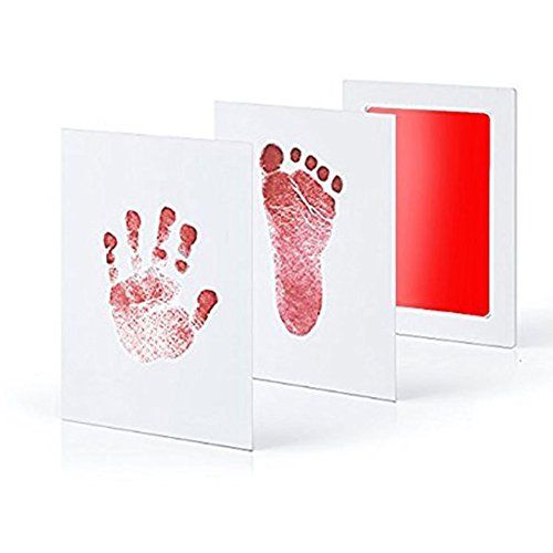 EnjoyMSS Baby's Birthday Present Baby Clean Inkless Touch Ink Pad Veilige niet-giftige voetafdruk Handafdruk Inkt Pads Hand en Voet Prints Fotoframe Accessoires Niet-giftig en Veilig Baby Frame Souvenir (Rood)