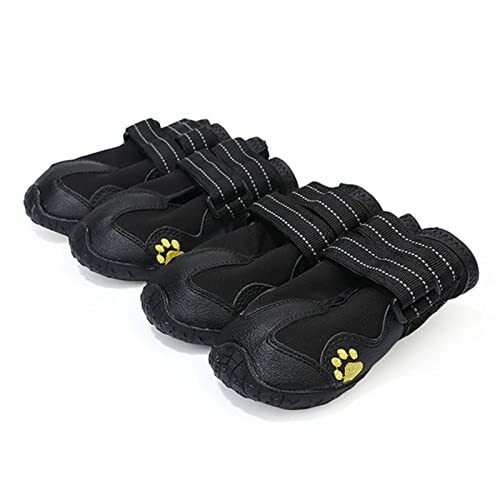 JRKJ Hondenlaarzen waterdichte hond schoenen hondenbooties met reflecterende ruige antislip zool en skid-proof outdoor hond regenlaarzen 4 stks
