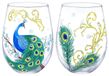Verres à vin peints à la main - Ensemble de 2 verres à vin - Verres à vin sans pied - Cadeau pour femmes - Design unique - 18 Oz - Verres à vin "tumbler