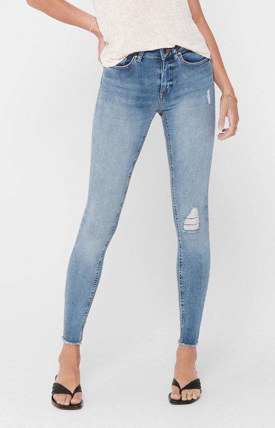 ONLY ONLBLUSH MID SK ANK RAW REA333NOOS Women's Jeans - Light Blue Denim - Size S x L30