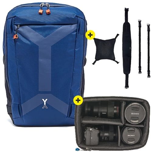 NYA-EVO Fjord 26 Adventure Camera Backpack - Midnight Blue + Sport Package + Small Camera Insert