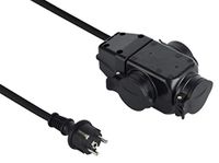 Electraline 208481 Professionele verlengkabel Triplite | 3-voudige stekkerdoos | met kap | 1 m kabel H07Rn-F 3G1,5 mm²