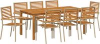 vidaXL Tuinset, 9-delig, beige, massief acaciahout