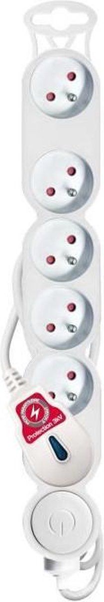 Home 6-socket 16A overspanningsbeveiliging met witte schakelaar