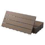 ECD Germany WPC Terrastegels Donkerbruin 60x30 cm 24 stuks = 4m² Geribbeld Houtlook Vloertegels Met Kliksysteem En Drainage Vlondertegels Balkontegels Kliktegels Voor Tuin Terras Balkon
