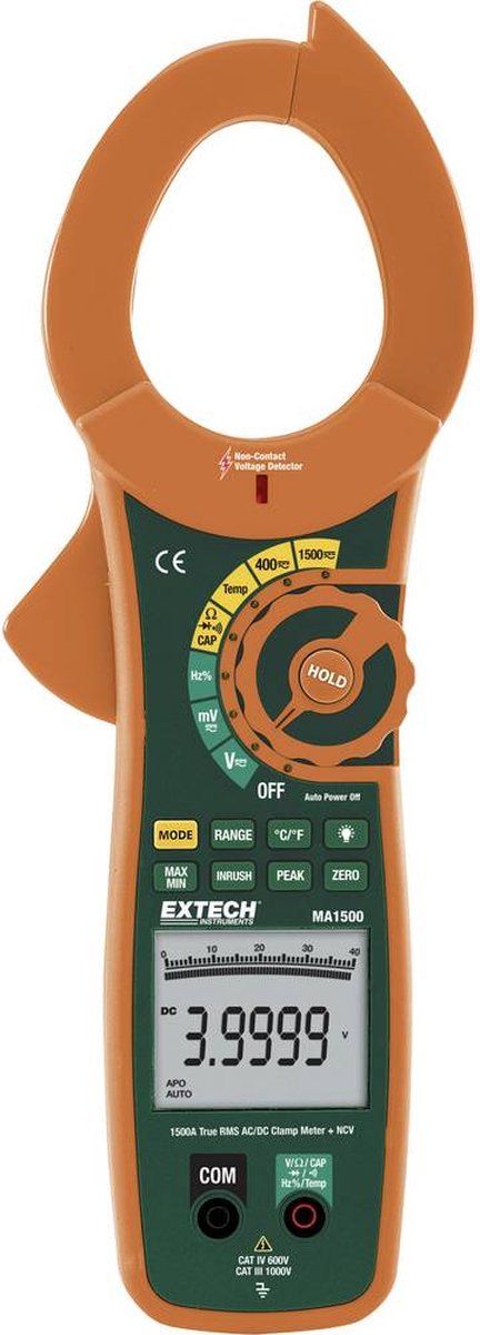 Extech MA1500 - Stroomtang - Multimeter - Digitaal CAT III 1000 V, CAT IV 600 V