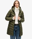 Superdry - Gewatteerde Fuji Mid jas met capuchon - Dames - Dusty Olive Green