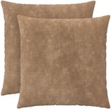 vidaXL - Kussensloop - 2 pcs - HEERLEN - Taupe - 60 x 60 cm - Microfiber Fleece
