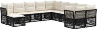 vidaXL Tuinbank - Set - 11 - st - Zwart - poly - rattan