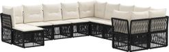 vidaXL Tuinbank - Set - 11 - st - Zwart - poly - rattan