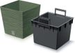 Prosperplast Plantenpot/bloempot Furu Stripes - Kunststof - Bosgroen - Vierkant - D24 x H23.5 cm