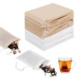Carehabi Theefilterzak wegwerp met trekkoord, theezakjes voor losse thee, theefilterzakken, 200 stuks lege theezakjes (6 x 8 cm)