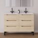 Riza Meuble de salle de bain 140cm double vasque - 6 tiroirs - sans miroir - Roble Calima (bois clair)