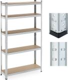 Relaxdays stellingkast - 500 kg - 180x100x30 cm - verzinkt staal - opbergrek garage - zilver
