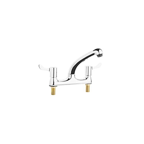 Vogue Twin Mixer Hendel Deck Tap Swivel Uitloop Sink Kraan Met Hot Koude Hevels