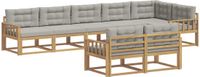 vidaXL - Buiten - bank - set - 6 - st - Wit - en - Lichtgrijs - Polyester