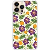 Apple Siliconen hoesje compatibel met iPhone 13 Pro Max Paarse Bloemen