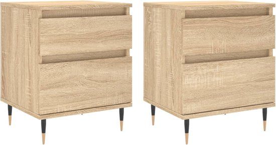 vidaXL Nachtkastjes - Set van 2 - Sonoma Eiken - 40x35x50 cm