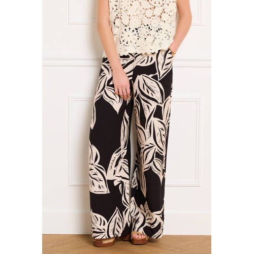 LOLALIZA high waist gebloemde casual broek zwart