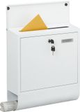 Merkloos Relaxdays Brievenbus met slot - 41,5x37,5x14 cm - krantenvak - metaal - wit